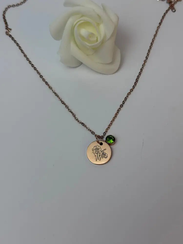 Personalized Birthstone Pendant - Rose Gold - Shell Pendant