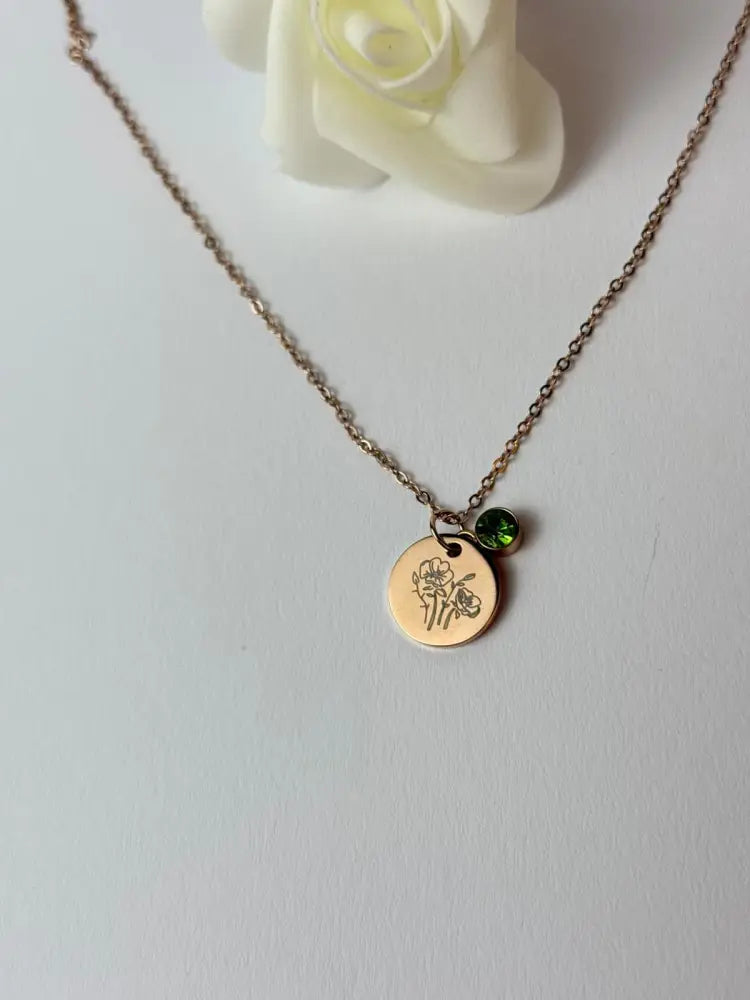 Personalized Birthstone Pendant - Rose Gold - Shell Pendant