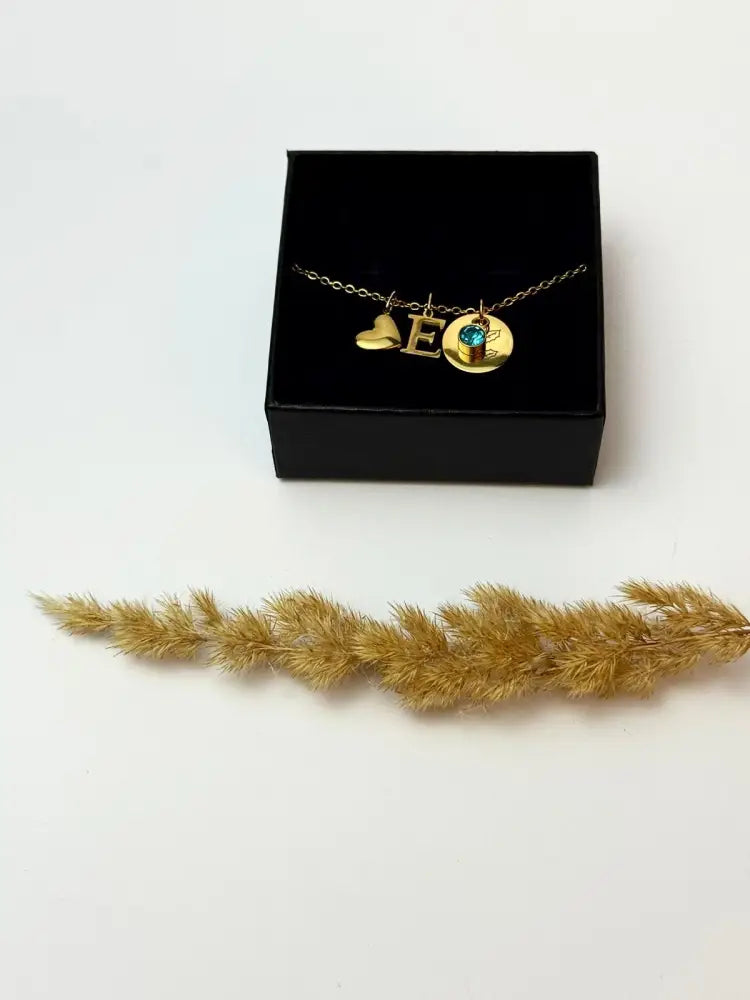 Personalized Initial & Birthstone Pendant - Birthstone Necklace