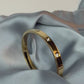 Zircon Studded Stainless Steel Gold Plated Bangle Bracelet - Yellow Gold