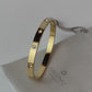 Zircon Studded Stainless Steel Gold Plated Bangle Bracelet - Yellow Gold