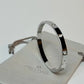Zircon Studded Stainless Steel Silver Plated Bangle Bracelet - Silver - B